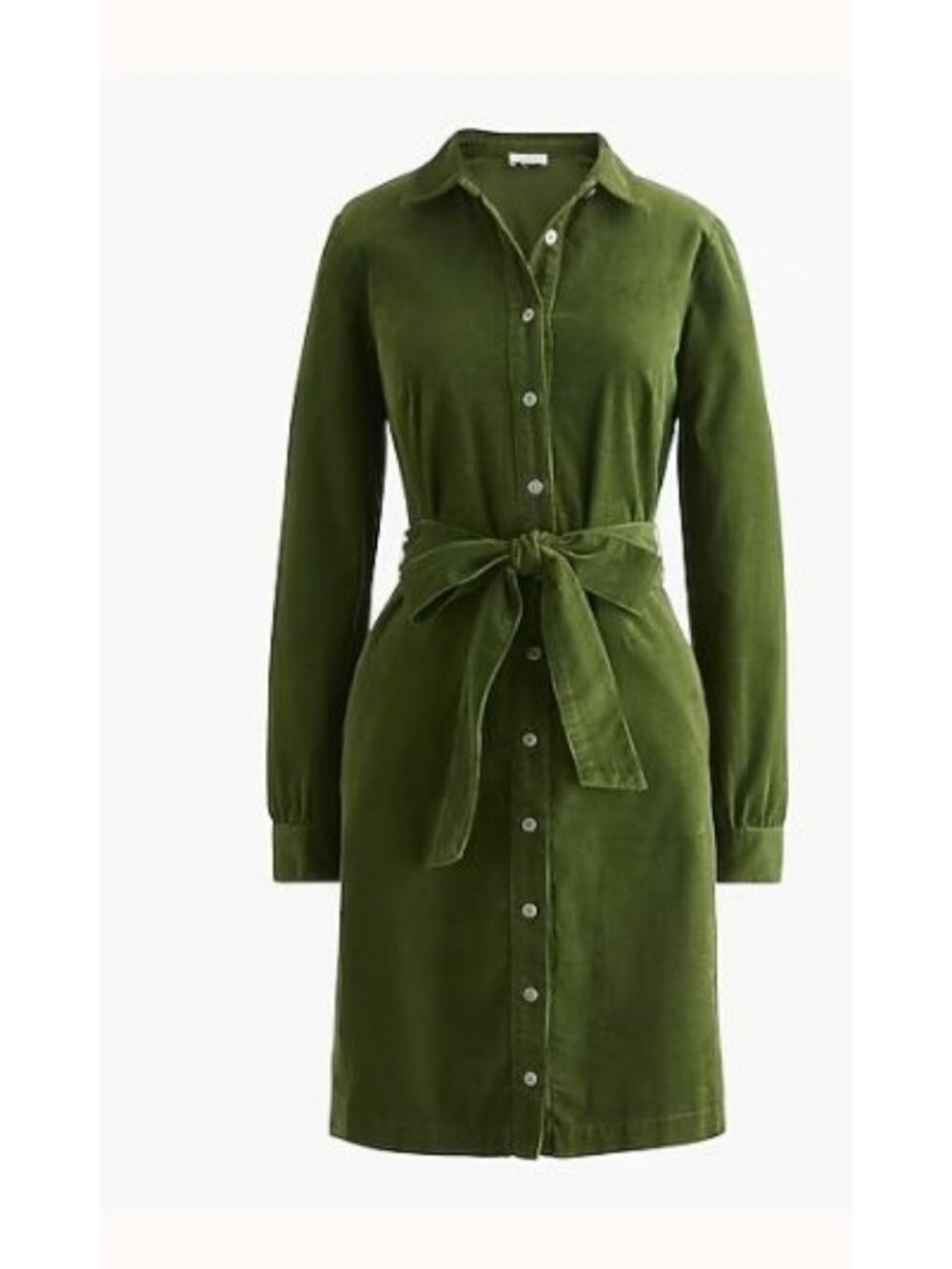 J. Crew Factory Olive Green Long-Sleeve Shirt Dress